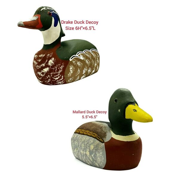 J.C Edwards Wooden Mallard And Drake Half Ducks Decoy/ Decoration Bookend - Picture 4 of 12